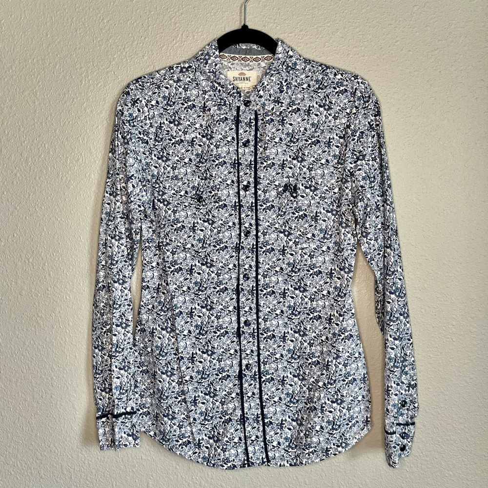 Shyanne Western Shirt | Blue Floral Print